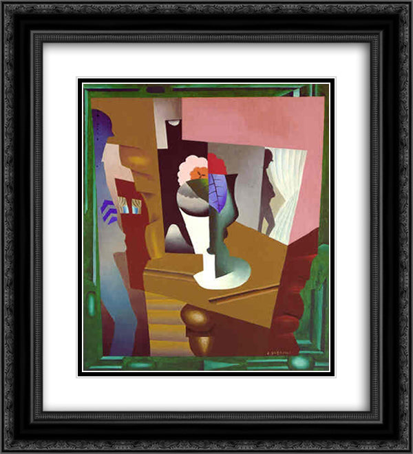 Homme dans la ville 20x22 Black Ornate Wood Framed Art Print Poster with Double Matting by Survage, Leopold