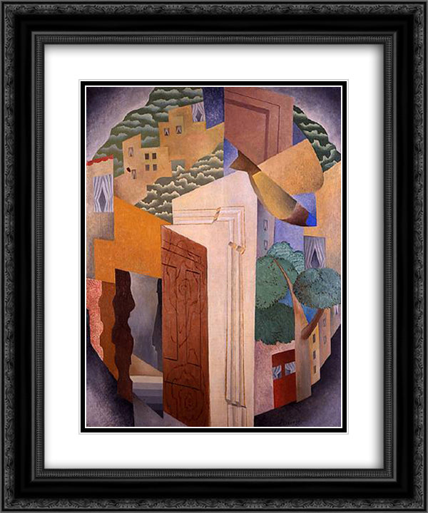 La ville 20x24 Black Ornate Wood Framed Art Print Poster with Double Matting by Survage, Leopold