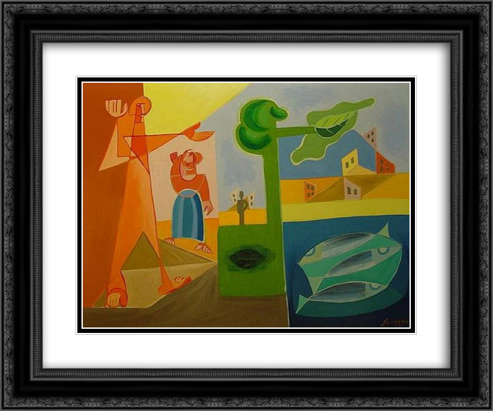 Les Presences 24x20 Black Ornate Wood Framed Art Print Poster with Double Matting by Survage, Leopold