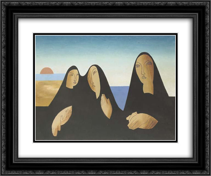 Portrait de nonnes 24x20 Black Ornate Wood Framed Art Print Poster with Double Matting by Survage, Leopold