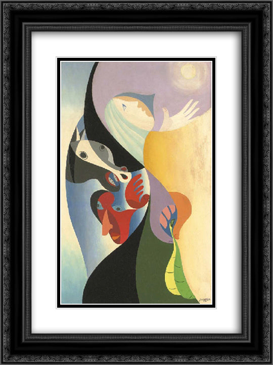 The Beauty and the Beast 18x24 Black Ornate Wood Framed Art Print Poster with Double Matting by Survage, Leopold