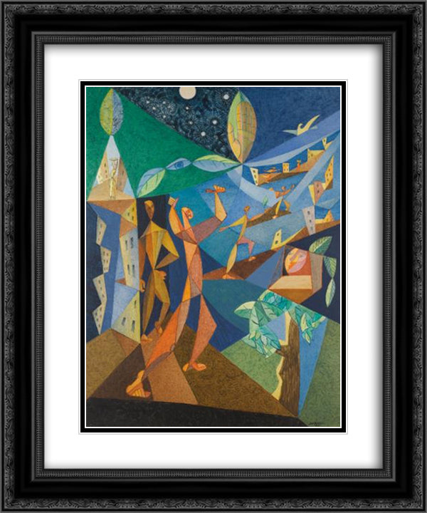 Untitled 20x24 Black Ornate Wood Framed Art Print Poster with Double Matting by Survage, Leopold