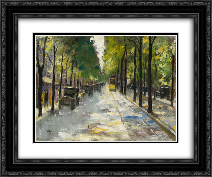 Berliner Strasse im Sonnenschein 24x20 Black Ornate Wood Framed Art Print Poster with Double Matting by Ury, Lesser