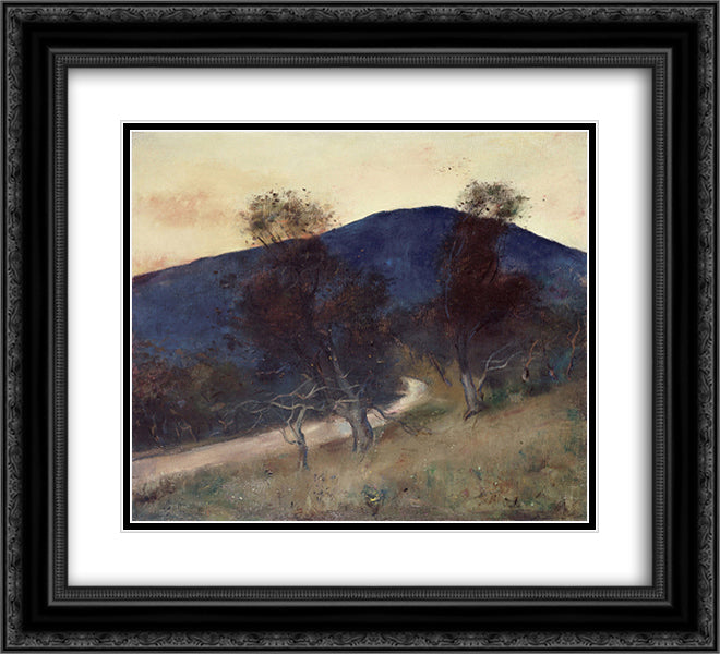 Der blaue Berg 22x20 Black Ornate Wood Framed Art Print Poster with Double Matting by Ury, Lesser