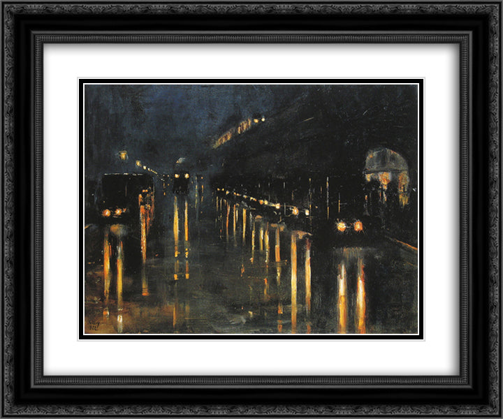 Hochbahnhof Bulowstrasse 24x20 Black Ornate Wood Framed Art Print Poster with Double Matting by Ury, Lesser