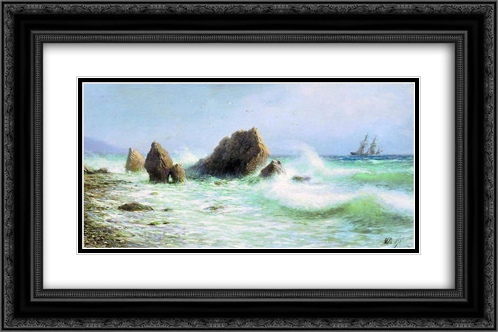 Along the coast Livadia 24x16 Black Ornate Wood Framed Art Print Poster with Double Matting by Lagorio, Lev
