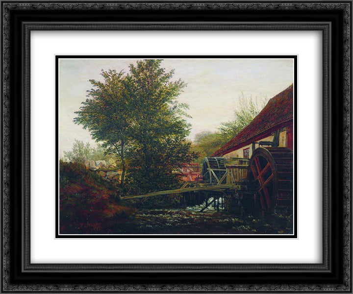 An old mill 24x20 Black Ornate Wood Framed Art Print Poster with Double Matting by Lagorio, Lev