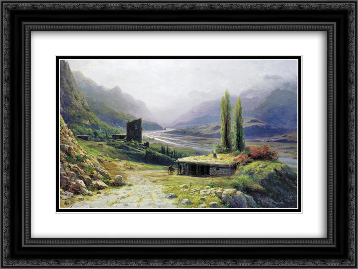Caucasian canyon 24x18 Black Ornate Wood Framed Art Print Poster with Double Matting by Lagorio, Lev