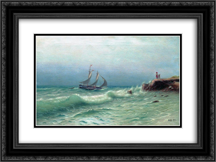 Happyness of meeting 24x18 Black Ornate Wood Framed Art Print Poster with Double Matting by Lagorio, Lev