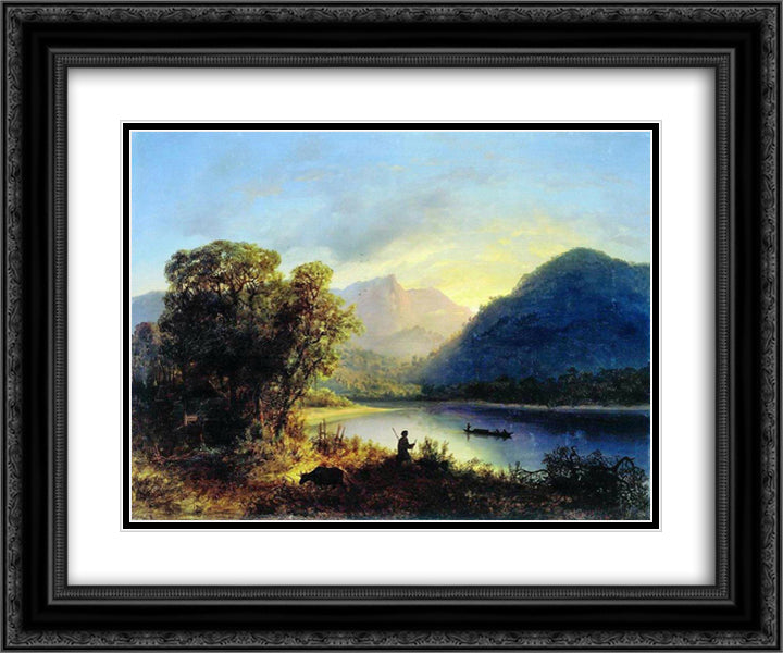 Mountain lake 24x20 Black Ornate Wood Framed Art Print Poster with Double Matting by Lagorio, Lev
