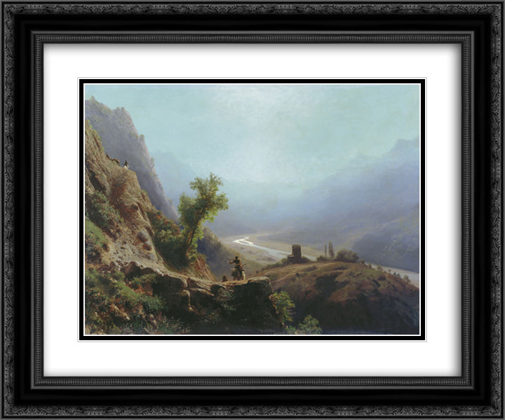 On the Caucasus Mountains 24x20 Black Ornate Wood Framed Art Print Poster with Double Matting by Lagorio, Lev