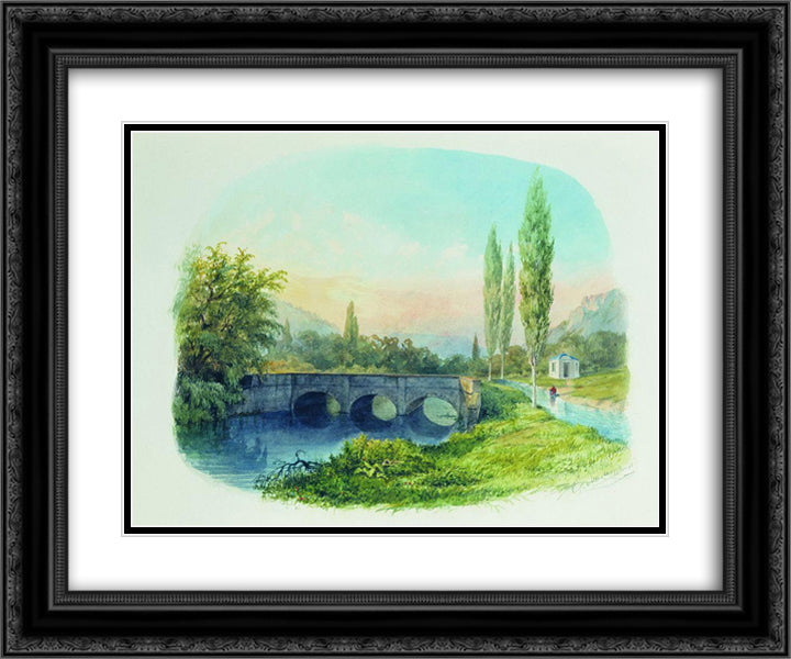 Sevastopol aqueduct in the gully Ushakovskaya 24x20 Black Ornate Wood Framed Art Print Poster with Double Matting by Lagorio, Lev