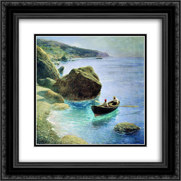 Simeiz 20x20 Black Ornate Wood Framed Art Print Poster with Double Matting by Lagorio, Lev