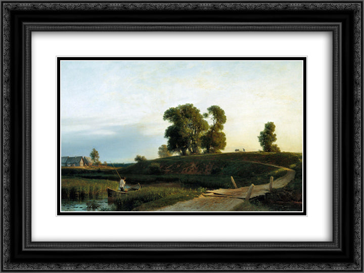 View of Lakhta near St. Petersburg 24x18 Black Ornate Wood Framed Art Print Poster with Double Matting by Lagorio, Lev