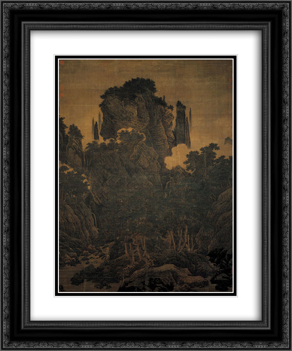 Wind in the Pines Among a Myriad Valleys 20x24 Black Ornate Wood Framed Art Print Poster with Double Matting by Li Tang