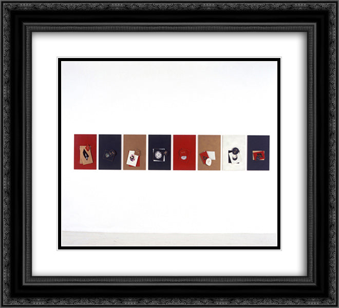 Untitled (Reliefs With Moveable Parts) 22x20 Black Ornate Wood Framed Art Print Poster with Double Matting by Yuan Chia, Li