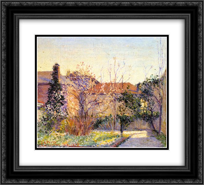 A Peach Tree 22x20 Black Ornate Wood Framed Art Print Poster with Double Matting by Cabot Perry, Lilla