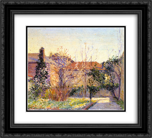 A Peach Tree 22x20 Black Ornate Wood Framed Art Print Poster with Double Matting by Cabot Perry, Lilla