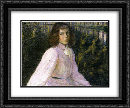 At the River's Head 24x20 Black Ornate Wood Framed Art Print Poster with Double Matting by Cabot Perry, Lilla