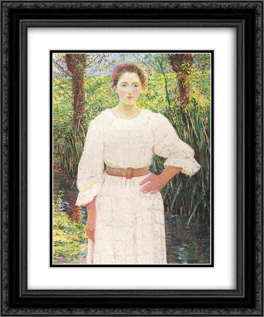 By the Brook 20x24 Black Ornate Wood Framed Art Print Poster with Double Matting by Cabot Perry, Lilla