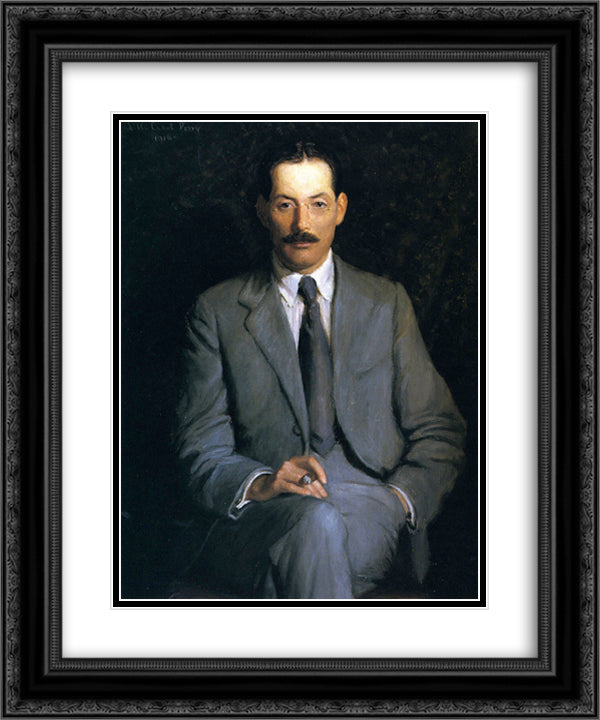 Edwin Arlington Robinson 20x24 Black Ornate Wood Framed Art Print Poster with Double Matting by Cabot Perry, Lilla