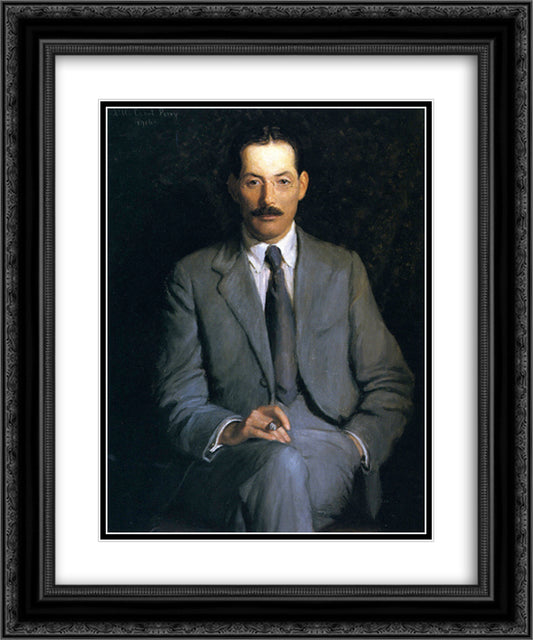 Edwin Arlington Robinson 20x24 Black Ornate Wood Framed Art Print Poster with Double Matting by Cabot Perry, Lilla