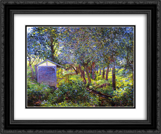 Giverny Landscae, in Monet's Garden 24x20 Black Ornate Wood Framed Art Print Poster with Double Matting by Cabot Perry, Lilla