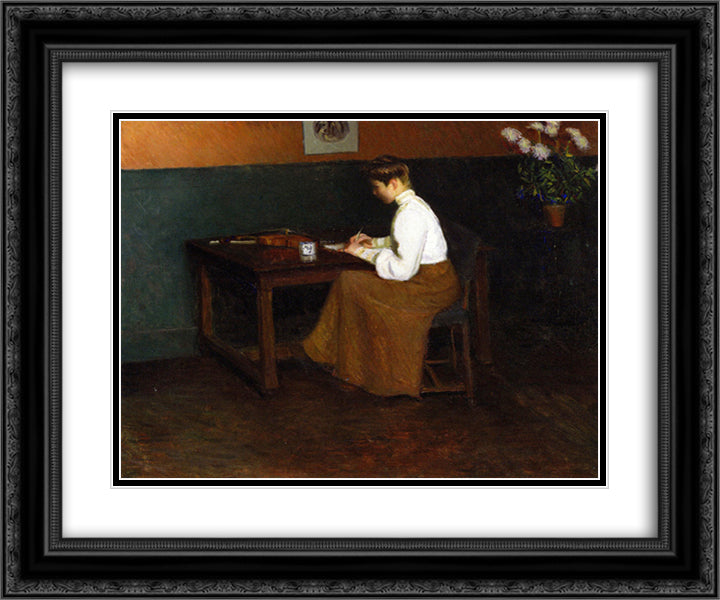 In the Studio 24x20 Black Ornate Wood Framed Art Print Poster with Double Matting by Cabot Perry, Lilla