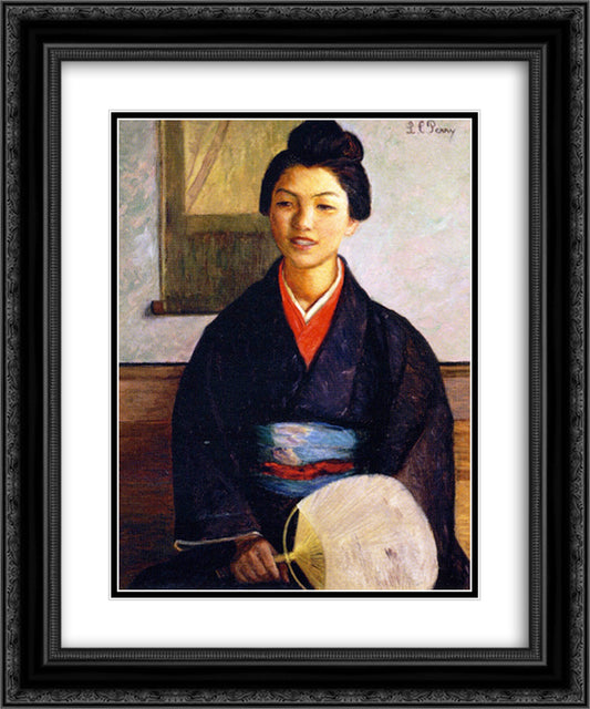 Japanese Girl 20x24 Black Ornate Wood Framed Art Print Poster with Double Matting by Cabot Perry, Lilla