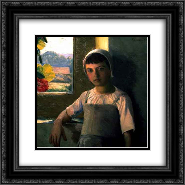 La Petite Angele, II 20x20 Black Ornate Wood Framed Art Print Poster with Double Matting by Cabot Perry, Lilla