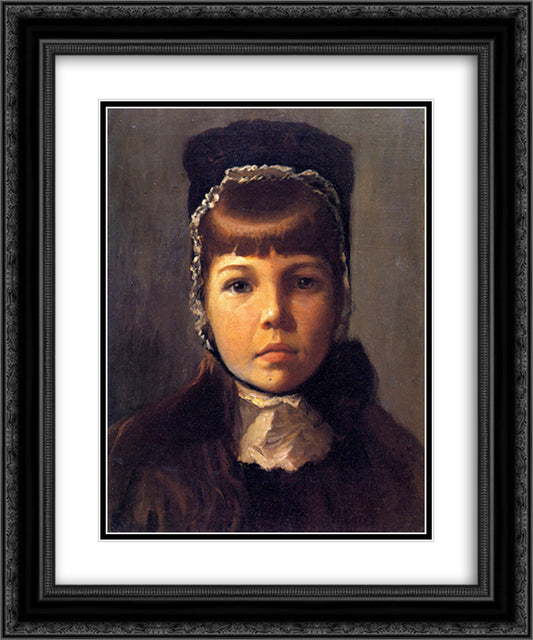 Margaret with a Bonnet 20x24 Black Ornate Wood Framed Art Print Poster with Double Matting by Cabot Perry, Lilla