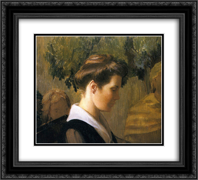 Meditation 22x20 Black Ornate Wood Framed Art Print Poster with Double Matting by Cabot Perry, Lilla