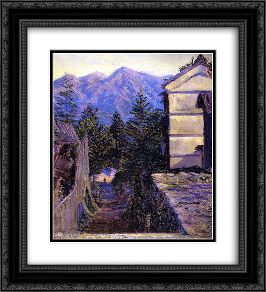 Mountain Village, Japan 20x22 Black Ornate Wood Framed Art Print Poster with Double Matting by Cabot Perry, Lilla