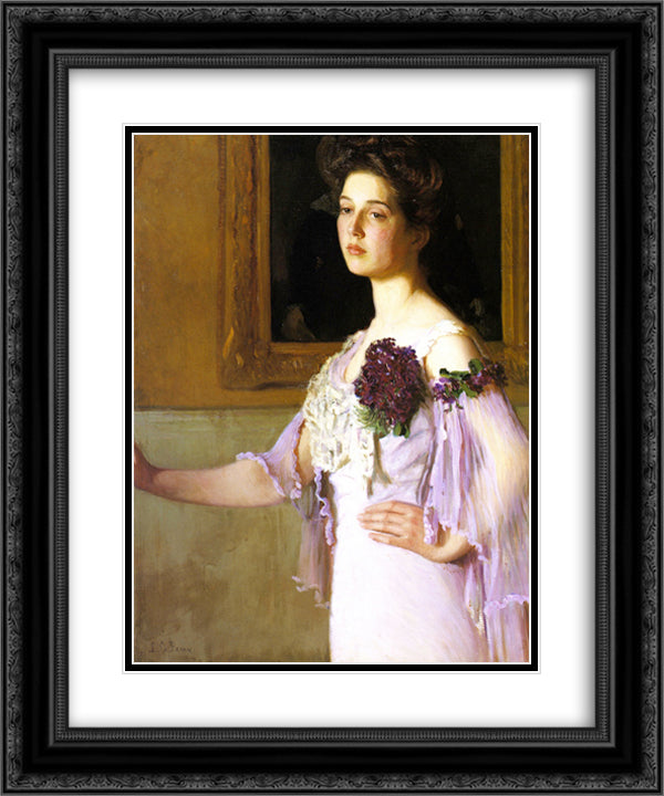 Mrs. Joseph Clark Grew [Alice Perry Grew] 20x24 Black Ornate Wood Framed Art Print Poster with Double Matting by Cabot Perry, Lilla