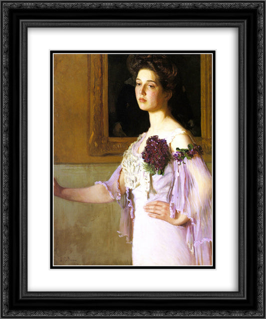Mrs. Joseph Clark Grew [Alice Perry Grew] 20x24 Black Ornate Wood Framed Art Print Poster with Double Matting by Cabot Perry, Lilla