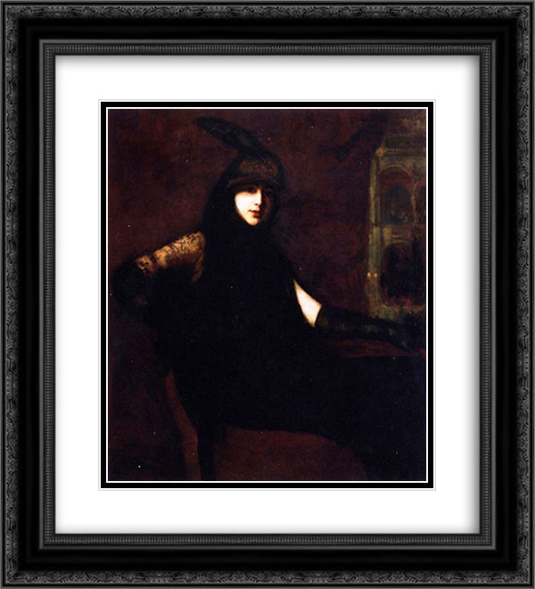 Portrait of a Lady 20x22 Black Ornate Wood Framed Art Print Poster with Double Matting by Cabot Perry, Lilla