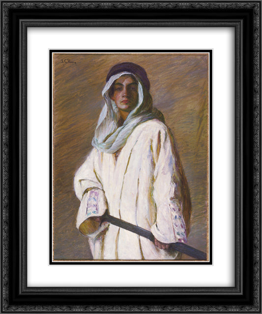 Portrait of Kahlil Gibran 20x24 Black Ornate Wood Framed Art Print Poster with Double Matting by Cabot Perry, Lilla