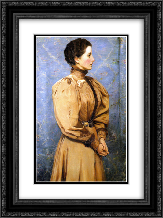 Portrait of the Baroness von R. 18x24 Black Ornate Wood Framed Art Print Poster with Double Matting by Cabot Perry, Lilla