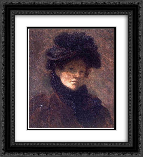 Self-portrait 20x22 Black Ornate Wood Framed Art Print Poster with Double Matting by Cabot Perry, Lilla