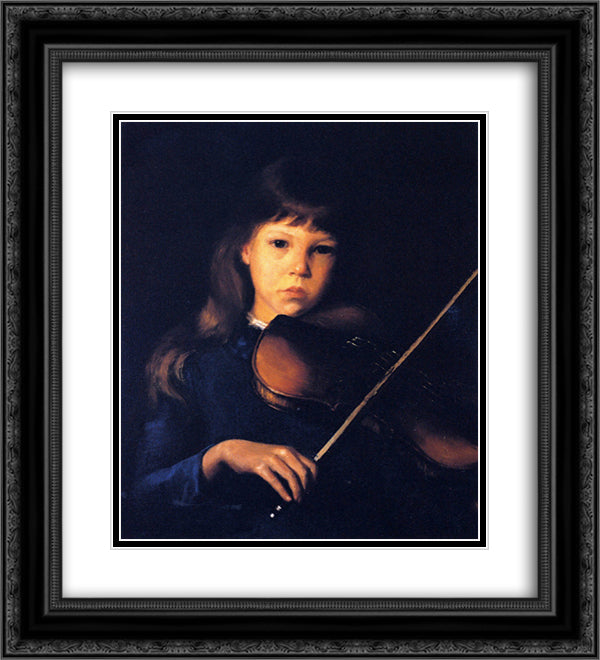 The Beginner [Margaret Perry] 20x22 Black Ornate Wood Framed Art Print Poster with Double Matting by Cabot Perry, Lilla