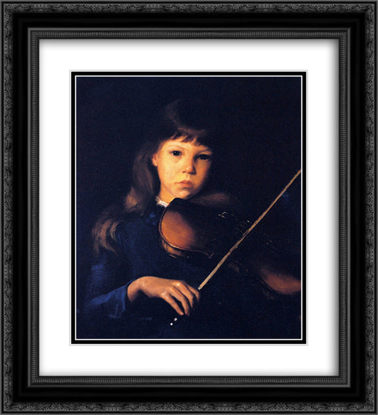 The Beginner [Margaret Perry] 20x22 Black Ornate Wood Framed Art Print Poster with Double Matting by Cabot Perry, Lilla