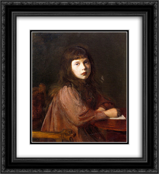 The Letter 20x22 Black Ornate Wood Framed Art Print Poster with Double Matting by Cabot Perry, Lilla