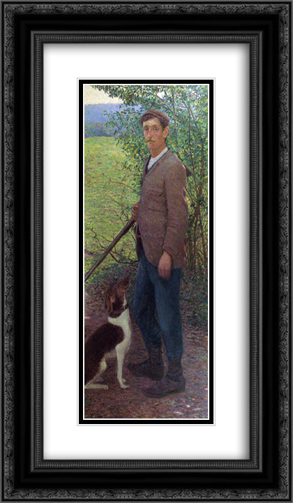 The Poacher (also known as The Hunter) 14x24 Black Ornate Wood Framed Art Print Poster with Double Matting by Cabot Perry, Lilla