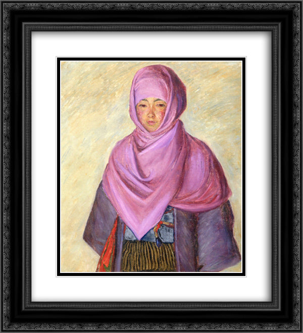 The Purple Shawl 20x22 Black Ornate Wood Framed Art Print Poster with Double Matting by Cabot Perry, Lilla