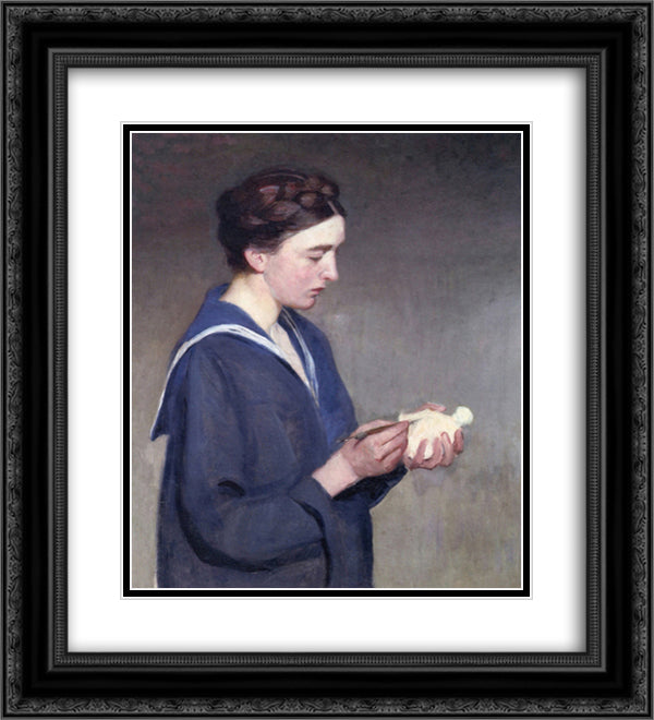 The Sculptor 20x22 Black Ornate Wood Framed Art Print Poster with Double Matting by Cabot Perry, Lilla