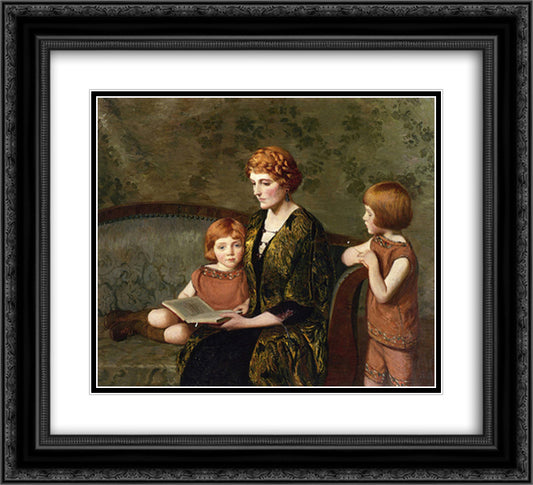 The Story Hour 22x20 Black Ornate Wood Framed Art Print Poster with Double Matting by Cabot Perry, Lilla