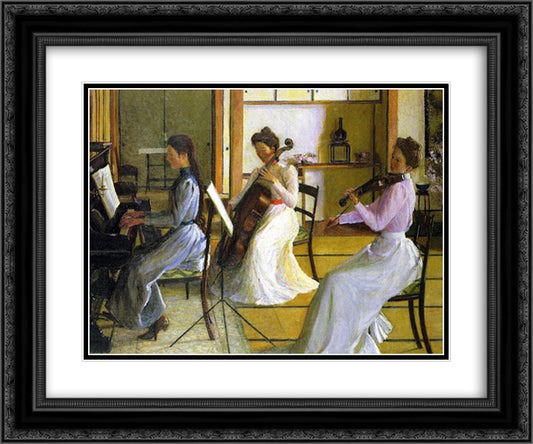 The Trio, Tokyo, Japan 24x20 Black Ornate Wood Framed Art Print Poster with Double Matting by Cabot Perry, Lilla
