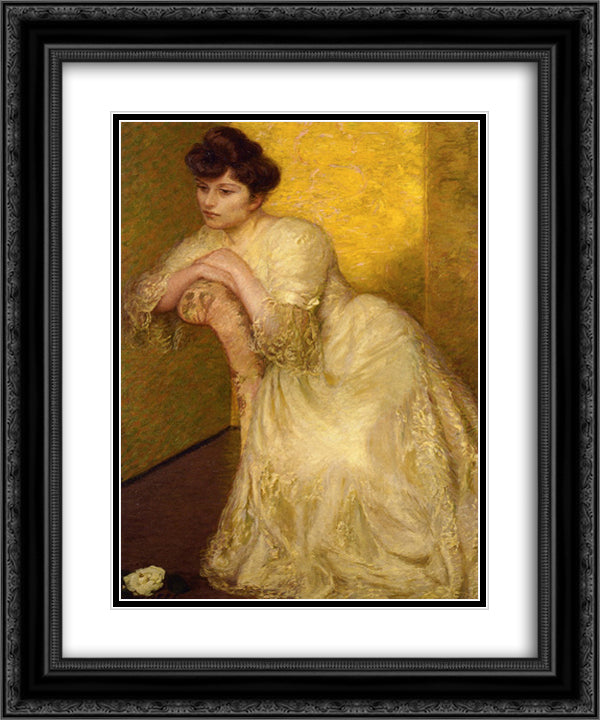 The Yellow Screen 20x24 Black Ornate Wood Framed Art Print Poster with Double Matting by Cabot Perry, Lilla