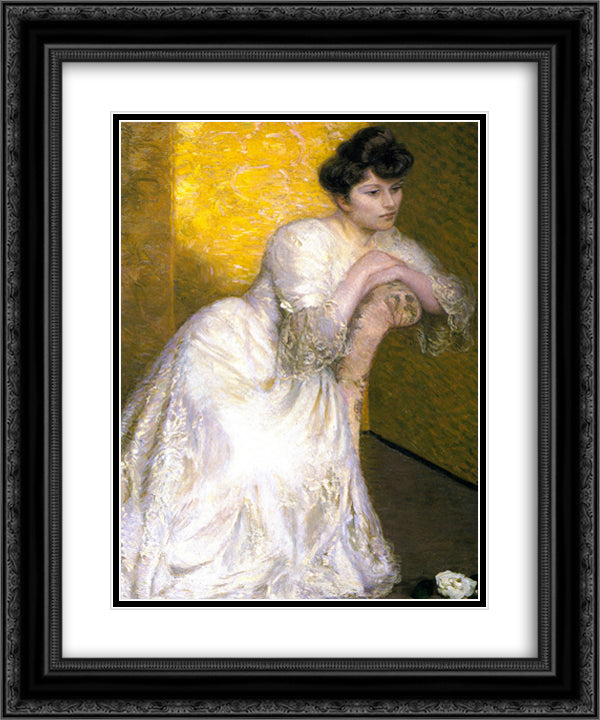 The Yellow Screen 20x24 Black Ornate Wood Framed Art Print Poster with Double Matting by Cabot Perry, Lilla