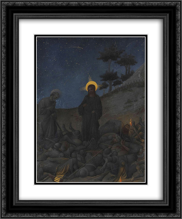 Christ in Gethsemane 20x24 Black Ornate Wood Framed Art Print Poster with Double Matting by Limbourg Brothers